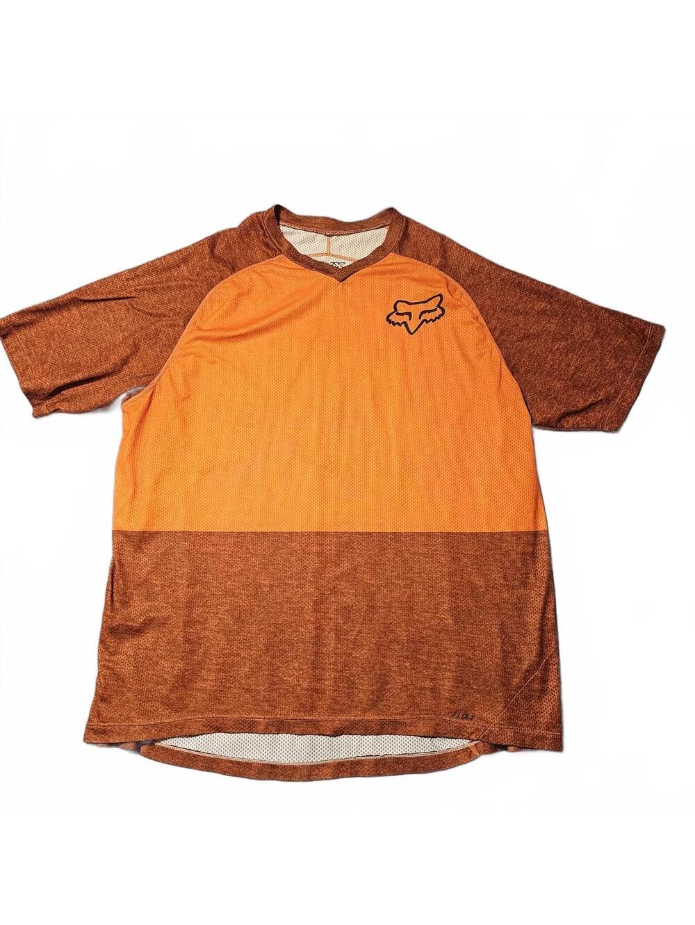 Fox Racing Men XL Orange Brown Short Sleeve Athletic Jersey Shirt Fox Head  Logo